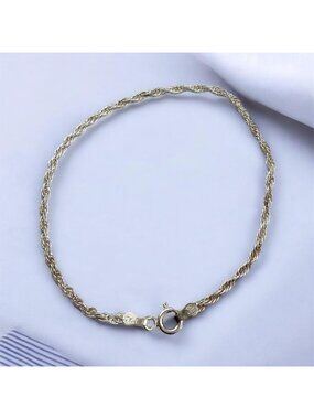 Sterling Silver Rope Chain Bracelet 7" Italy Elegant Jewelry